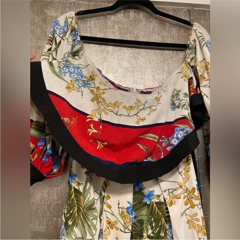L'ATISTE Off-Shoulder Floral Jumpsuit - Red Multi, S - Picture 9 of 12